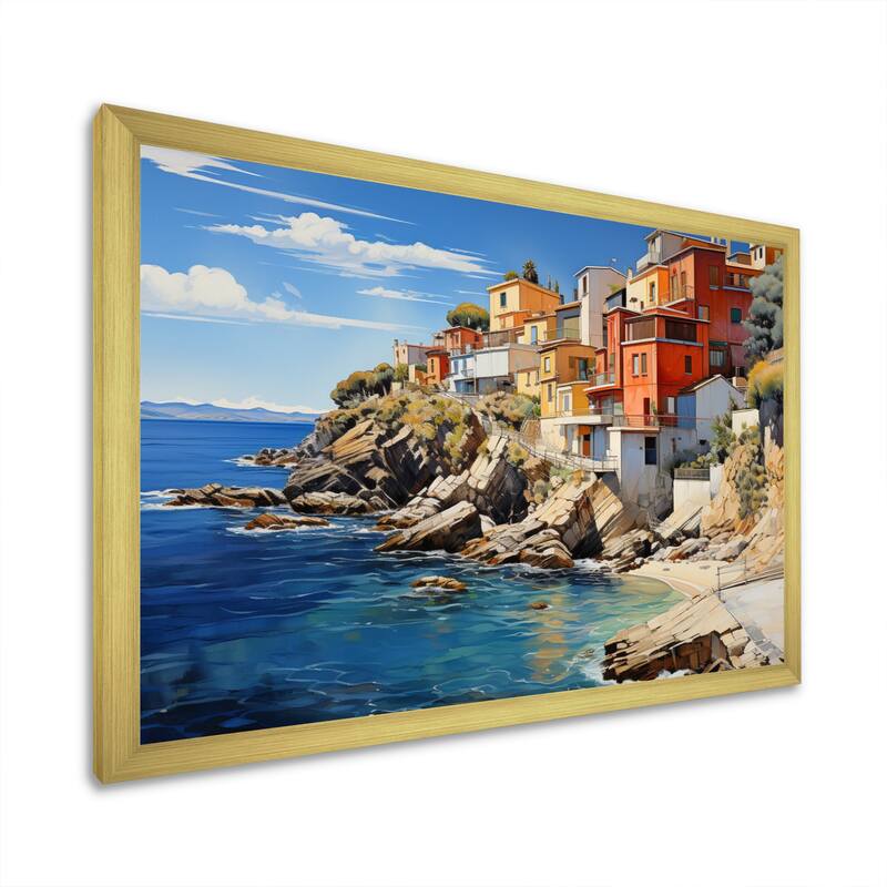 Designart "Spain Spanish Coastline" Nautical & Beach Framed Canvas Wall Art
