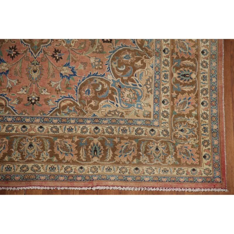 Hand Knotted Oriental 100% Wool Carpet Traditional Floral Pink Mashad Area Rug - 9' 6'' X 6' 3''