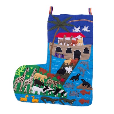 Handmade Cotton applique Christmas stocking (Peru)