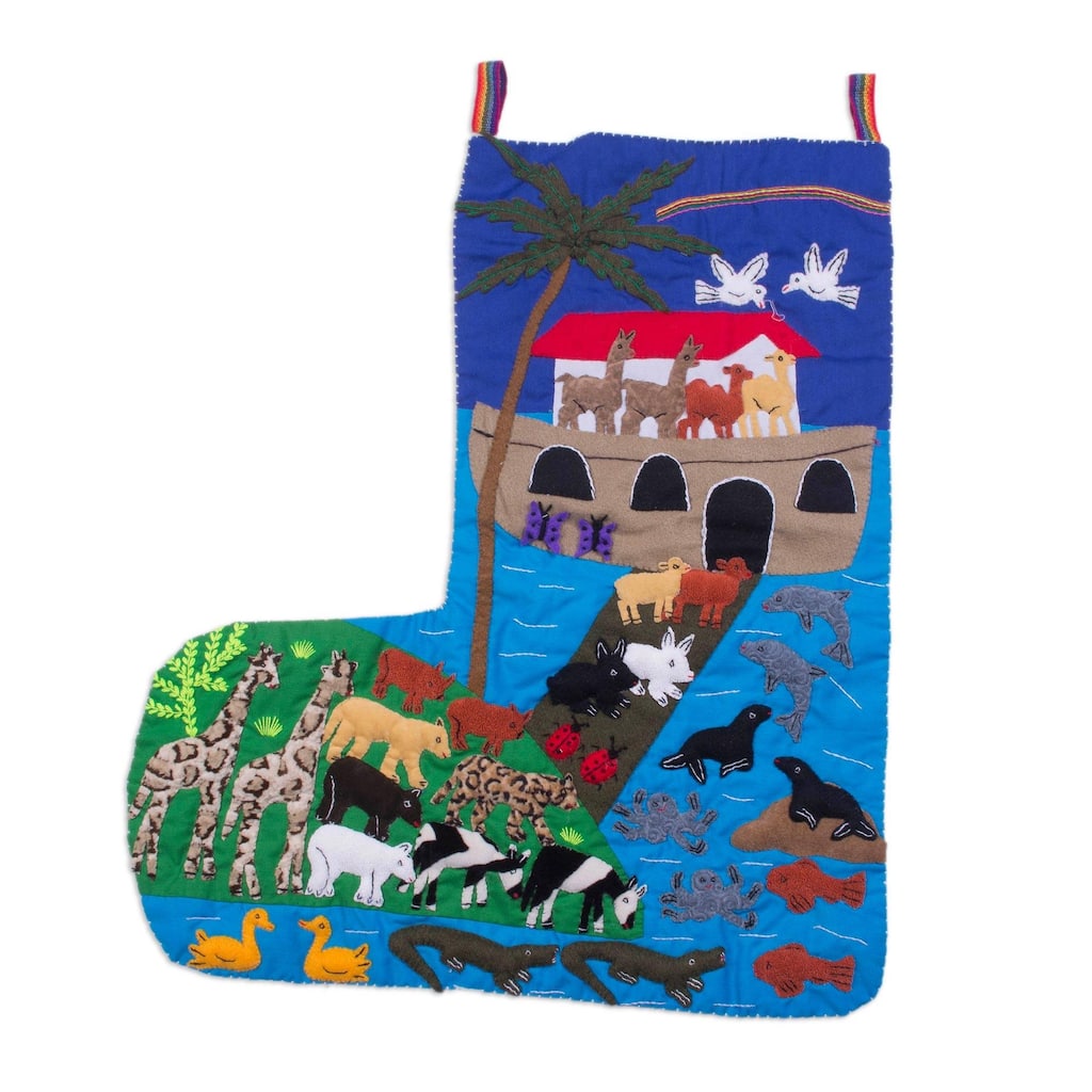 Handmade Cotton applique Christmas stocking (Peru)