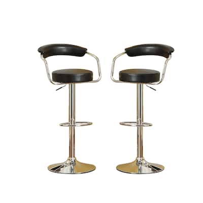 Set Of 2 Black Faux Leather Bar Stools