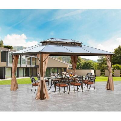 EROMMY 12x16 Outdoor Double Roof Permannet Hardtop Gazebo