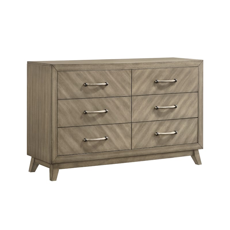 Roundhill Furniture Arena Contemporary 6-Drawer Dresser in Antique Gray