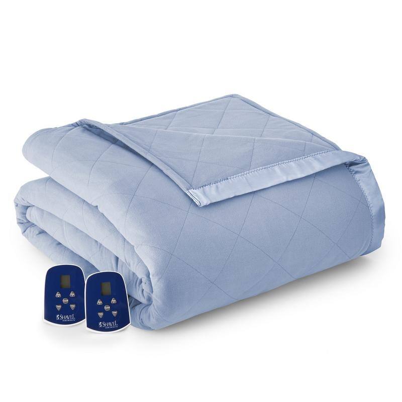 Shavel Micro Flannel® Quilted Electric Heated Blanket - Twin - Wedgewood