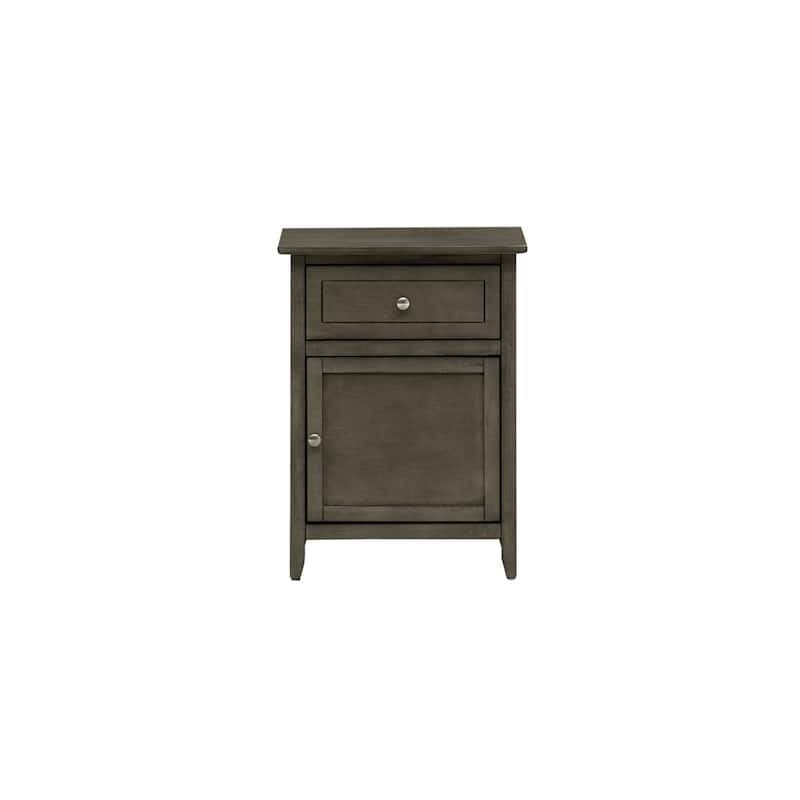Grey Nightstand 25x19x15 Transitional Bedside Table with Three Drawers, Compact Size and Practical Bedroom Organization
