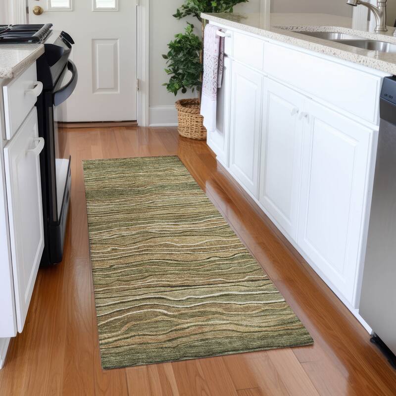 Premium Washable Super Soft Contemporary Stripe Mayfield Rug - Fern - 2'3" x 7'6"