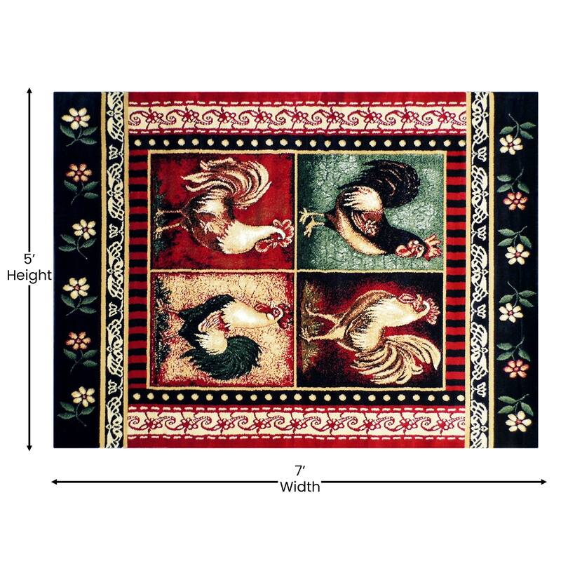 Rustic Cabin Style Vintage Rooster Themed Area Rug
