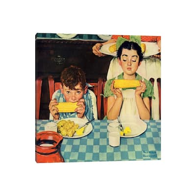 iCanvas "Who's Having More Fun (Kids Eating Corn)" by Norman Rockwell Canvas Print