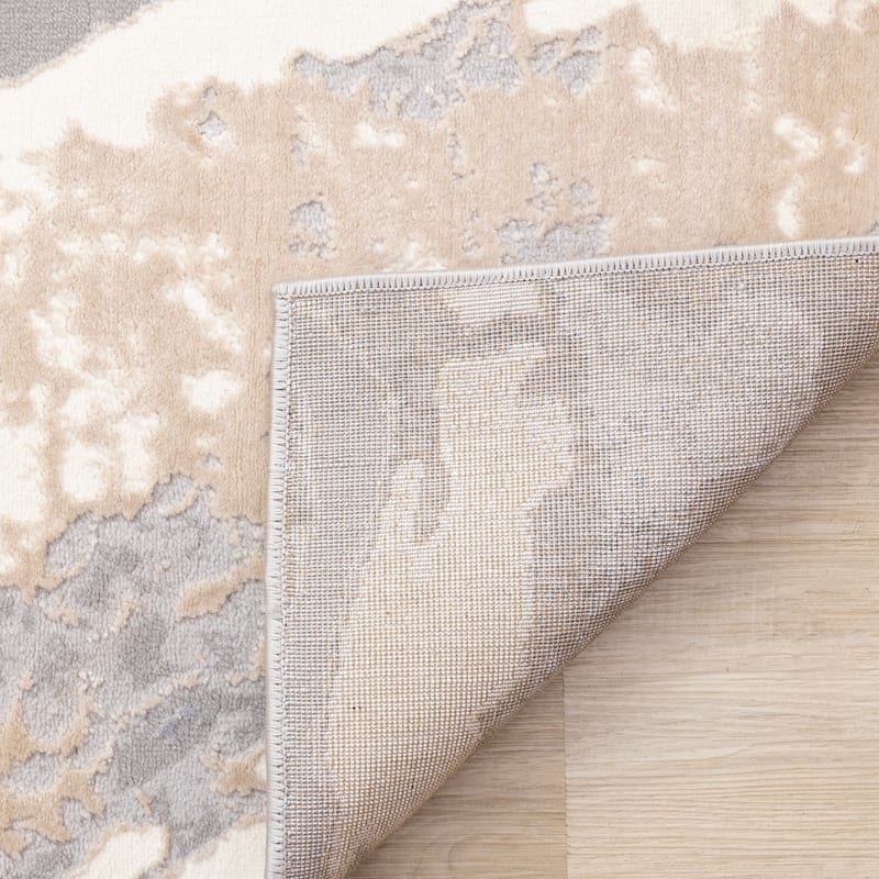 Emmett Collection - Sleek Soft Low-Pile Taupe Grey Layers Area Rug