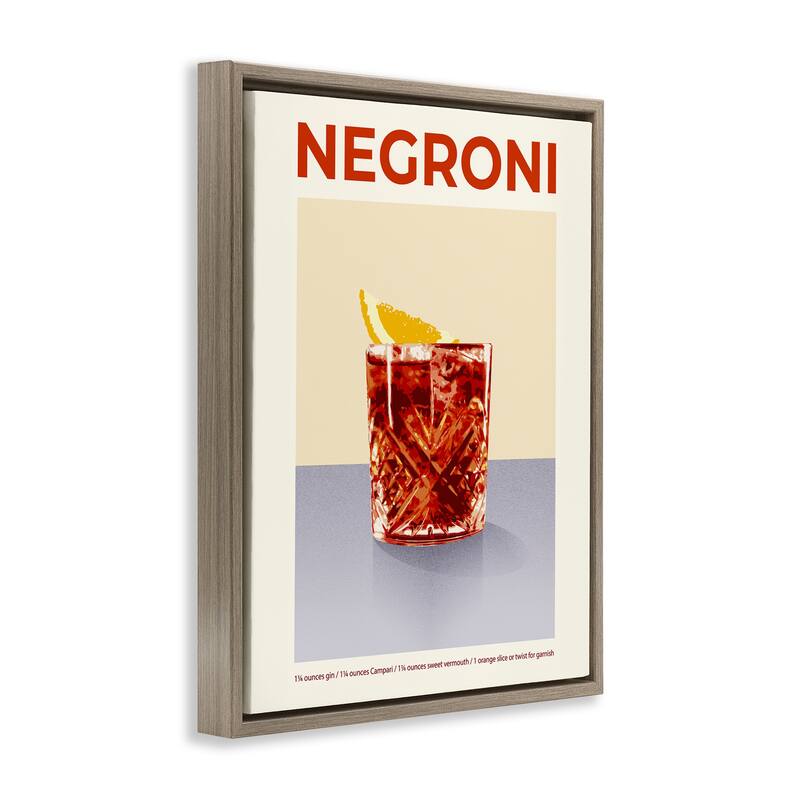 Stupell Negroni Classic Cocktail Framed Floater Canvas Wall Art Design By Victoria Barnes