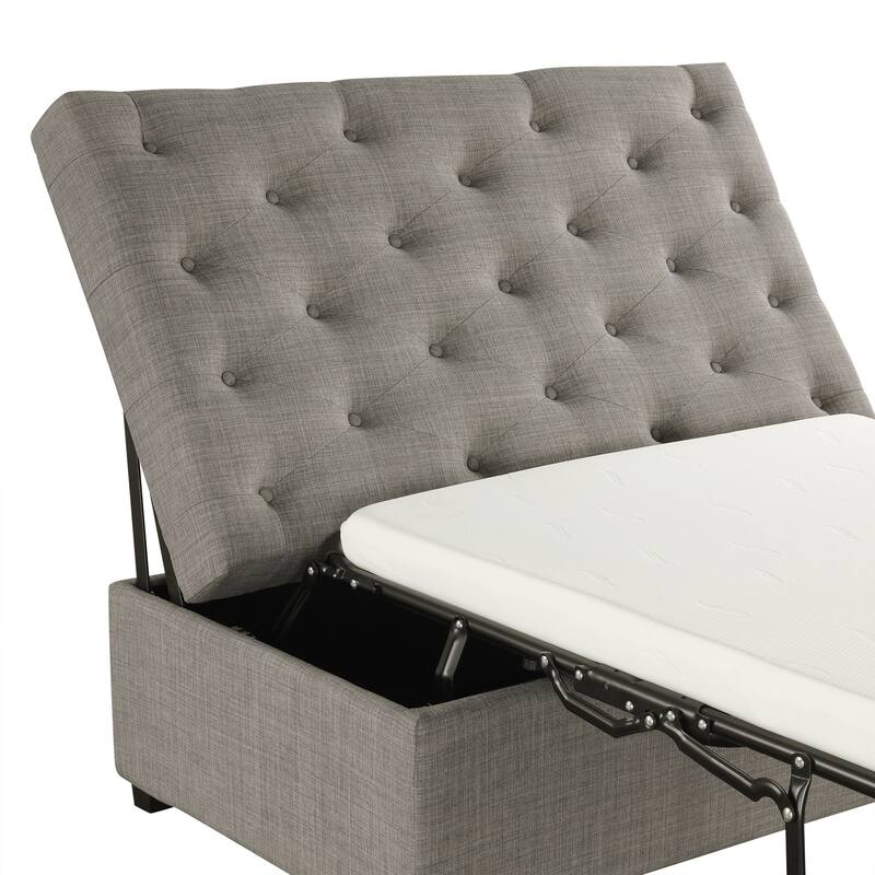 Roomfitters 49.6" Folding Ottoman Sleeper Sofa with Memory Foam Mattress and Tufted Design