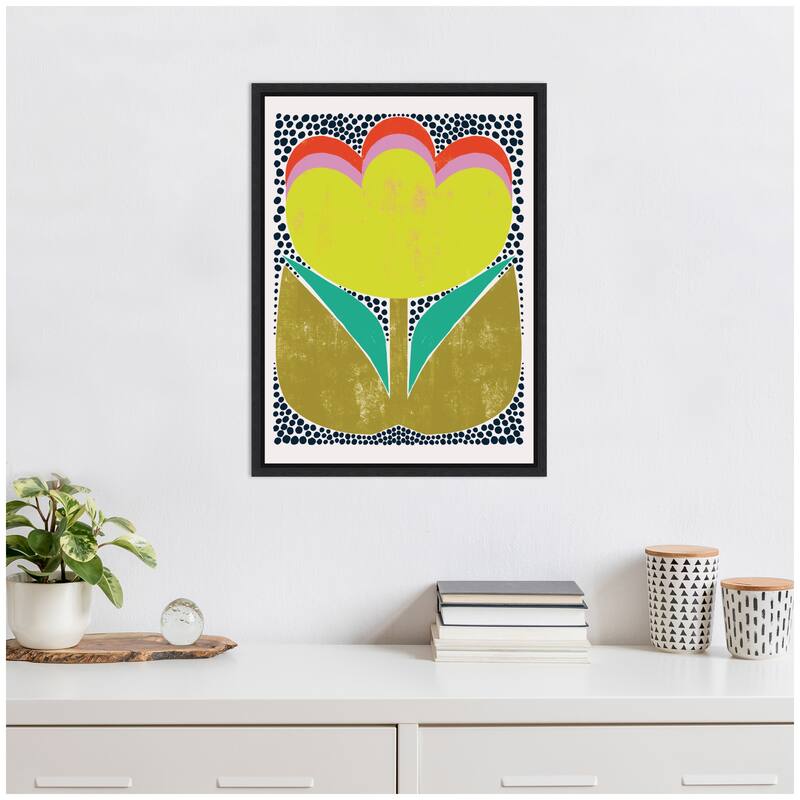 Kate and Laurel Triple Bloom by Hannah Beisang Framed Canvas Wall Art Print