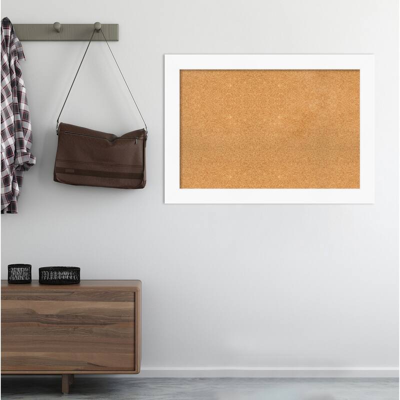 Cabinet White Framed Cork Bulletin Memo Board