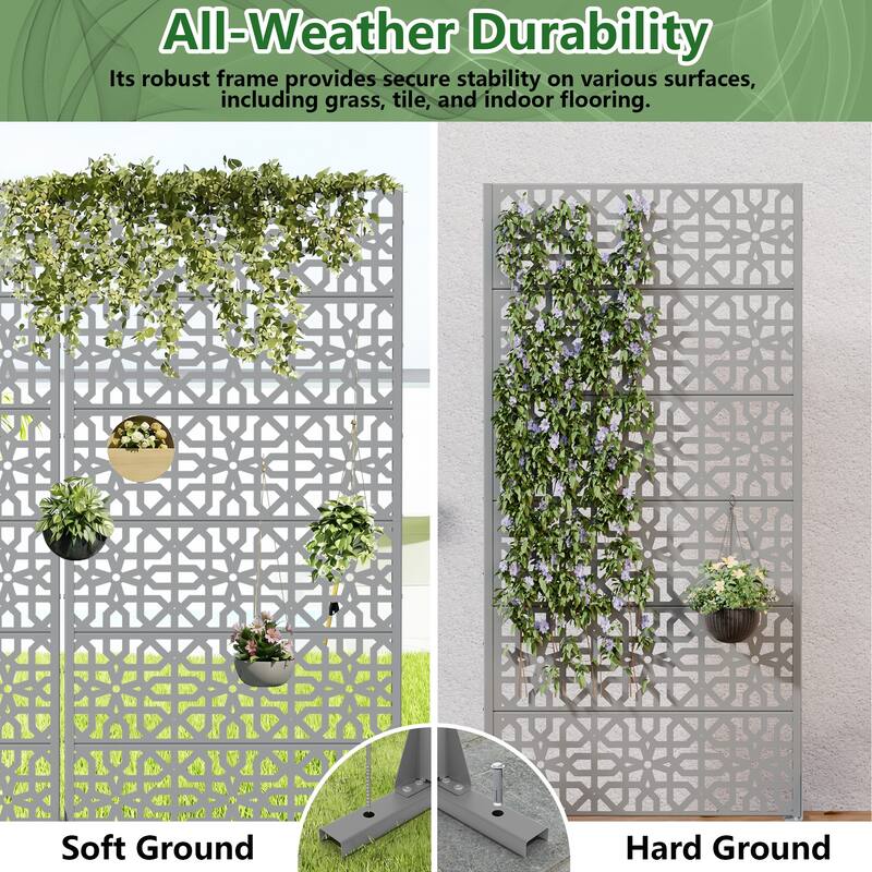 Rectangle Outdoor Privacy Screens Metal Screen Fence Panel Set of 2