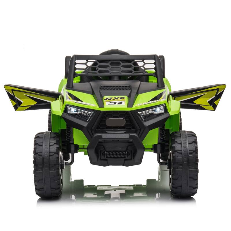 Electric Car with Front LED Lights and Horn, Single Seat with a Safety Belt, Forward/Reverse Function - Green