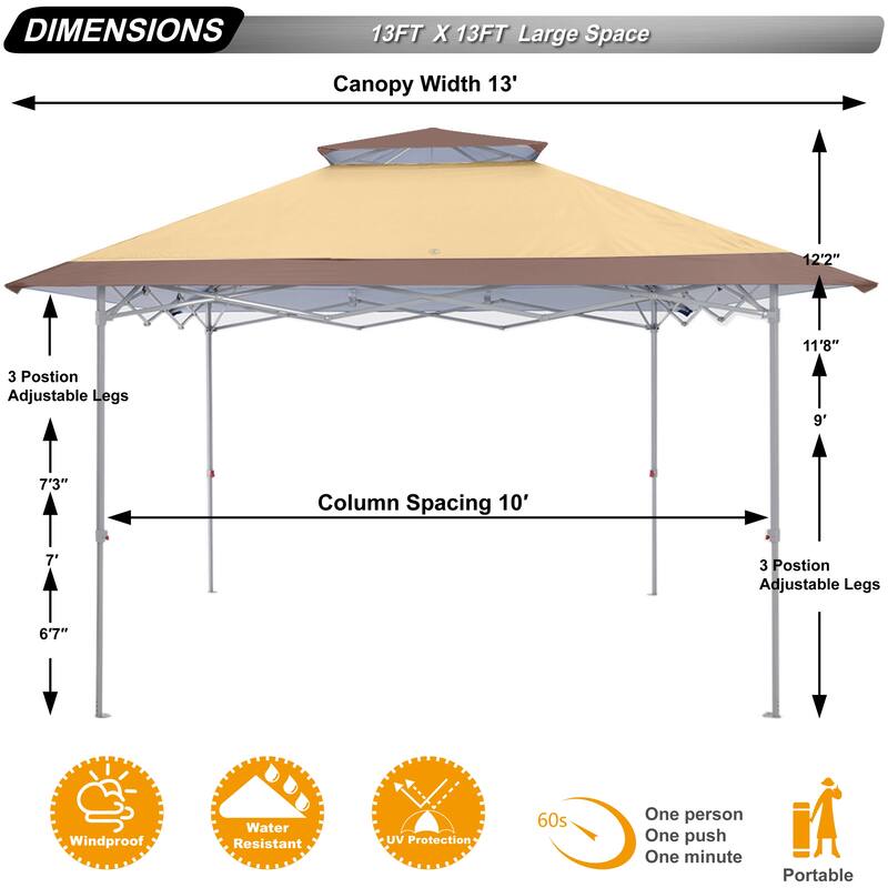 ABCCANOPY Easy Set-up 13x13 Canopy Tent - 13ftx13ft