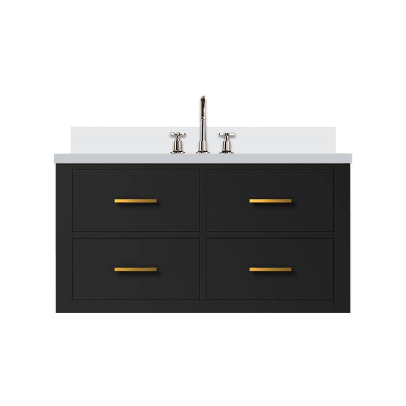 Castor Bath Vanity with Quartz Top, Sink and Faucet - 36 inch - Black
