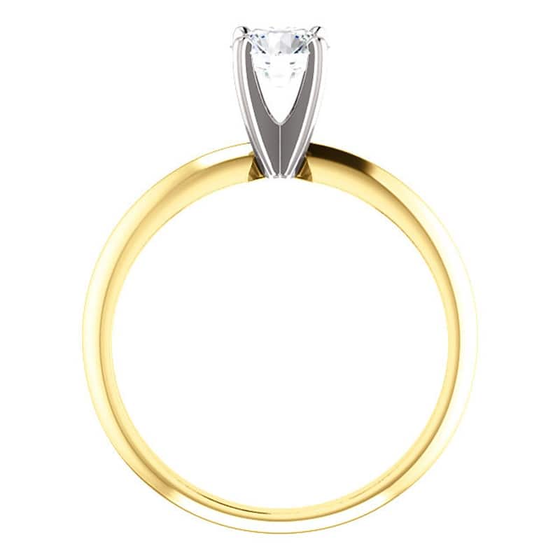 5/8 Ct Diamond Solitaire Round Cut Engagement Ring Two Tone Yellow Gold