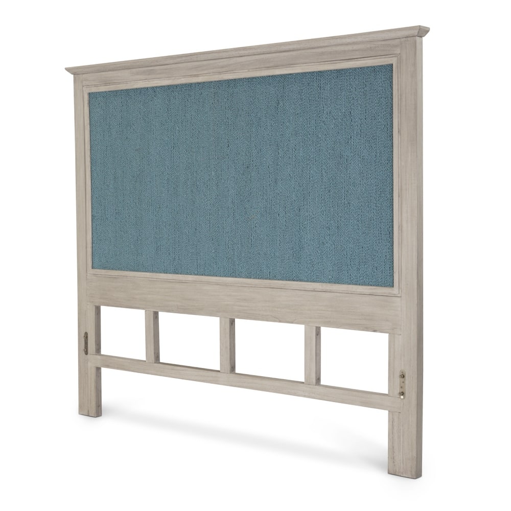 Ocean Isles Woven Headboard Ocean Blue and Aged Ivory Finish