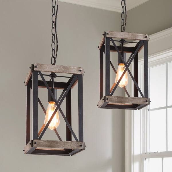 Lnc Rustic Wood Farmhouse 1 Light Kitchen Island Pendant Lights W9 Xw9 X H 16 On Sale Overstock 27281784