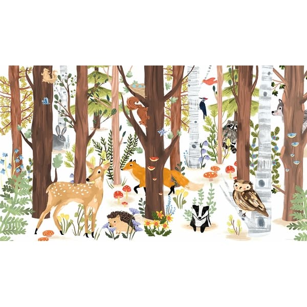 slide 2 of 6, Forest Animal Hide & Seek Peel and Stick Wall Mural by RoomMates