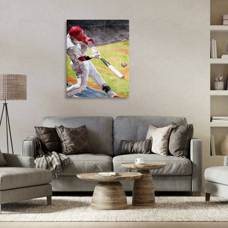Stupell Athlete Hitting Baseball Canvas Wall Art Design By Kim Allen