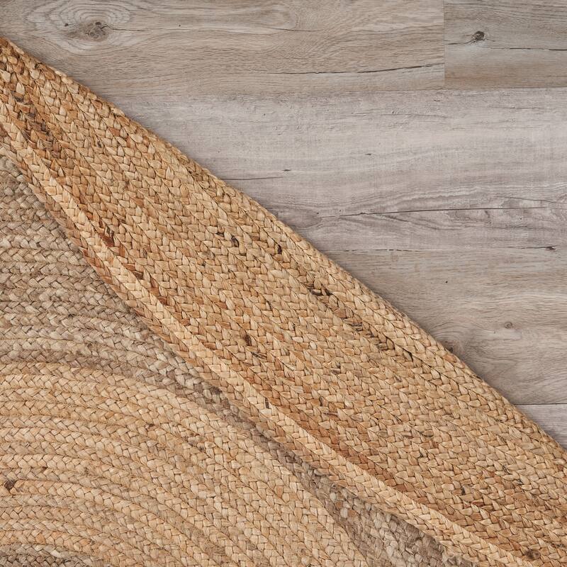 Sevita Organic Jute Braided Area Rug, Natural and Gray