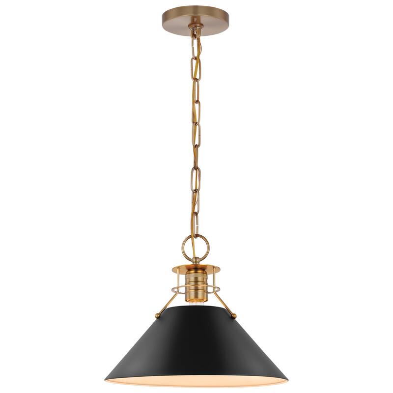 Outpost 1 Light Medium Pendant Matte Black with Burnished Brass