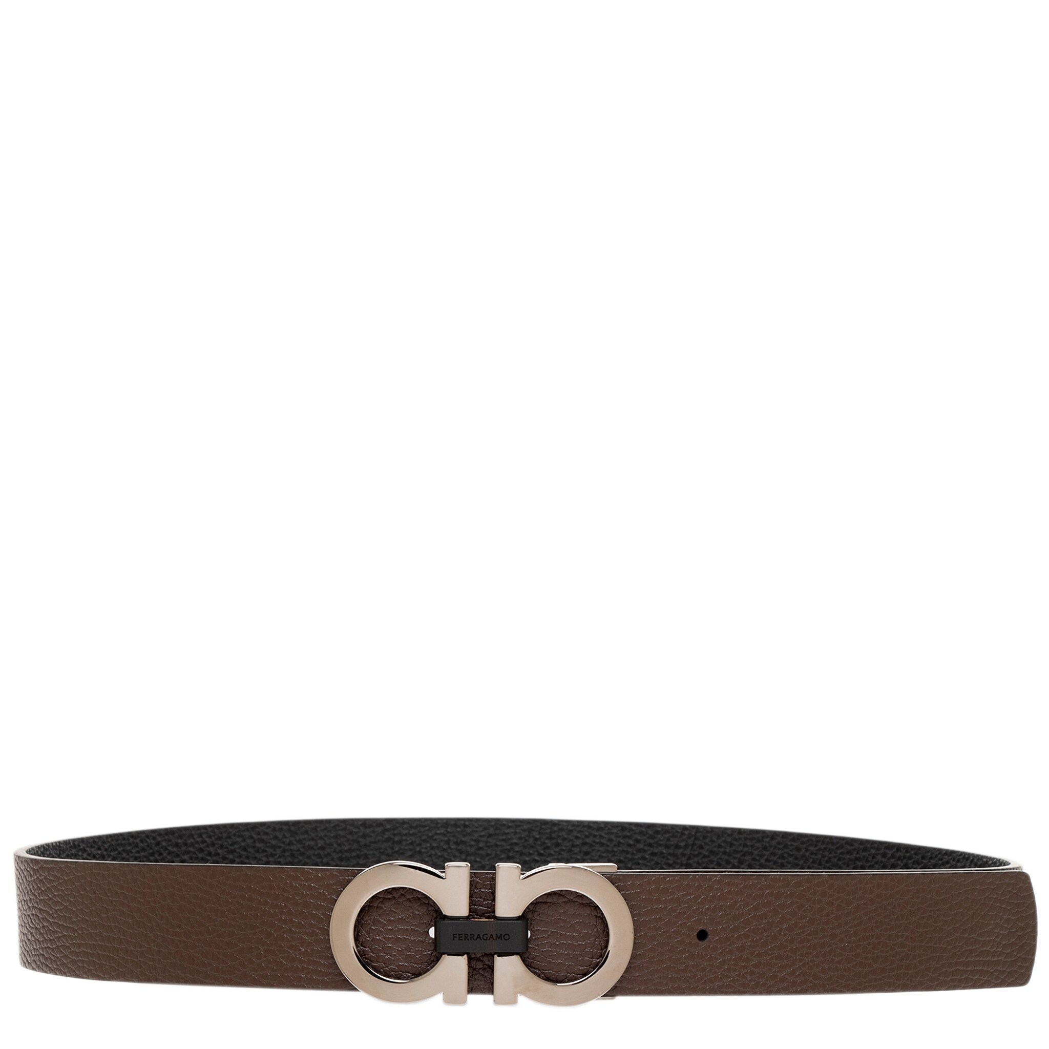 Salvatore Ferragamo silver and Brown Geometric 925 silver Chain Belt Reversible and adjustable Gancini belt - Men | Ferragamo main image 2