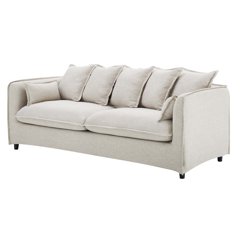 Summit Mid-century Modern Beige Fabric Upholstered Sofa