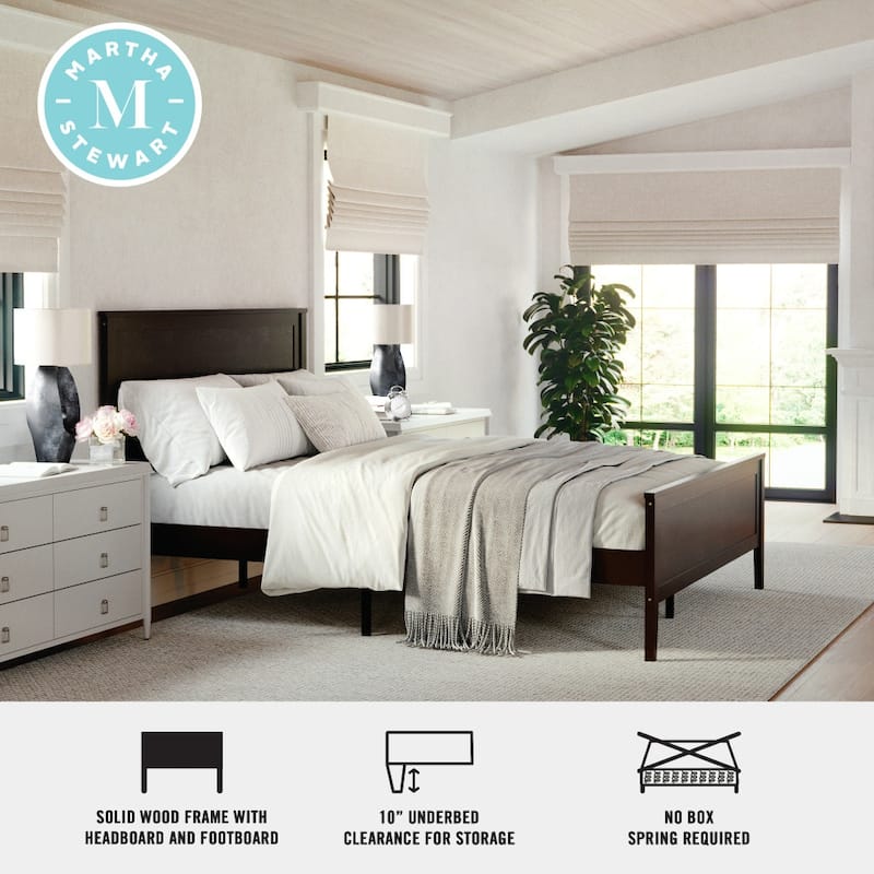 Martha Stewart Wooden Platform Bed with Headboard and Footboard