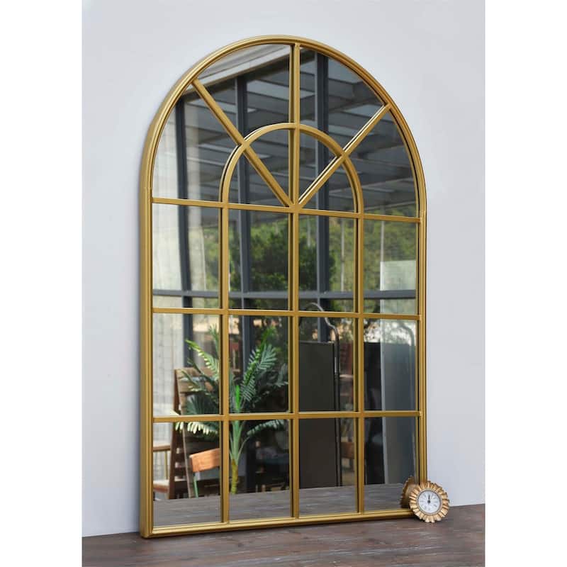 Large Arched Metal Framed Wall Mirror, Gold