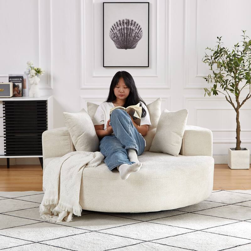 Comfortable Chenille Foam Swivel Chair for Various Rooms, Enhancing Relaxation