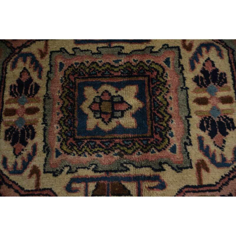 Hand Knotted Oriental 100% Wool Carpet Traditional Medallion Pink Heriz Area Rug - 12' 8'' X 9' 1''