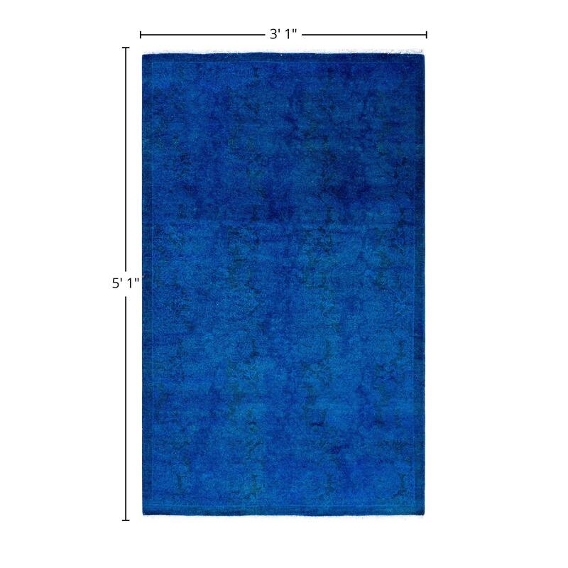 Fine Vibrance One-of-a-Kind Hand-Knotted Area Rug - Blue, 3' 1" x 5' 1" - 3' 1" x 5' 1"