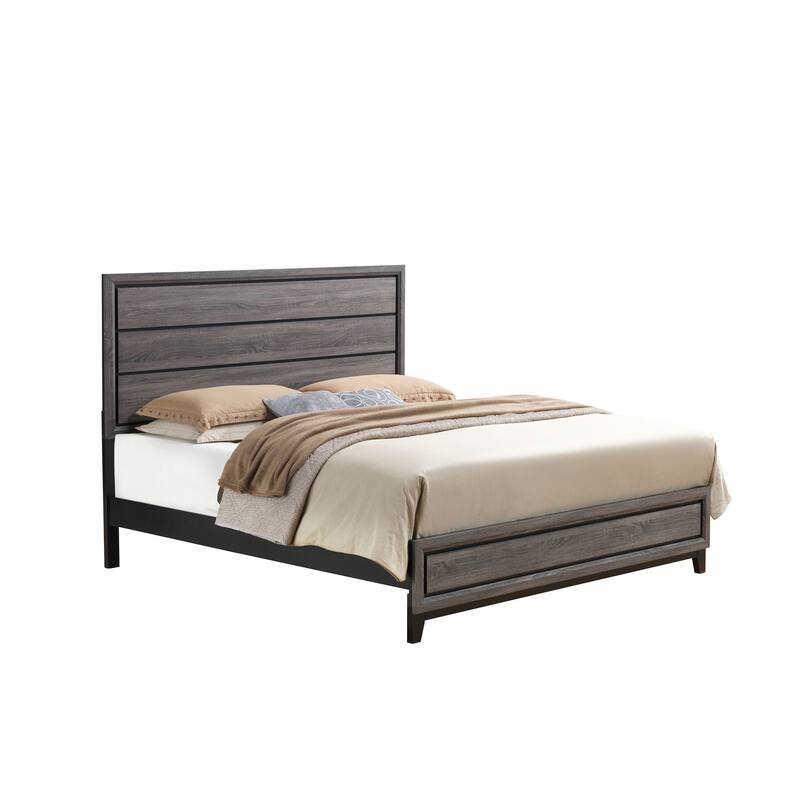 Sophisticated Queen Bed with Stylish Headboard and Stable Construction