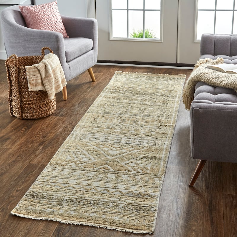 Eckhart Abstract Tribal Rug, Golden Brown/Gray, Area Rug