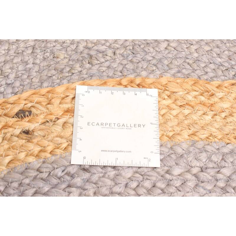 ECARPETGALLERY Braided Weave Palas Denizli Grey Jute Rug - 3'0 x 3'0