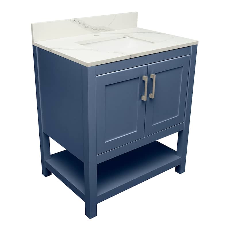 Taos 31" Bathroom Vanity in Espresso with Quartz Stone Vanity Top Sink w/ Backsplash in Galaxy White Single Hole
