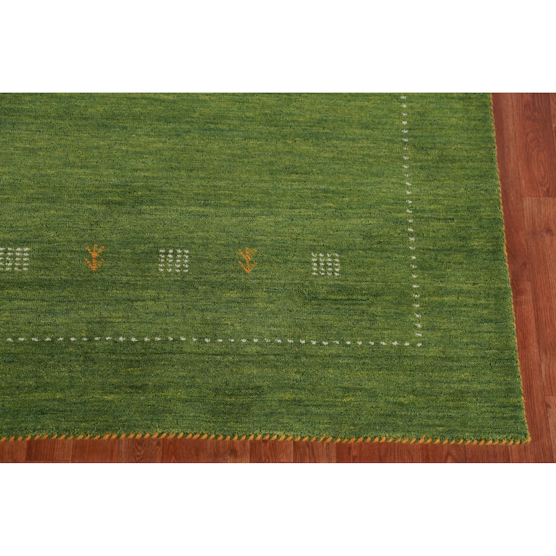 Hand Knotted Oriental 100% Wool Carpet Tribal Tribal Green Gabbeh Area Rug - 7' 9'' X 5' 8''