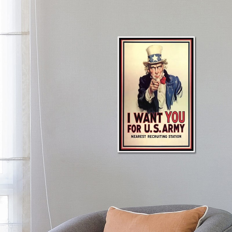 iCanvas "Uncle Sam- I Want You Vintage Poster, J. M. Flagg" by j. M. Flagg Framed Canvas Print