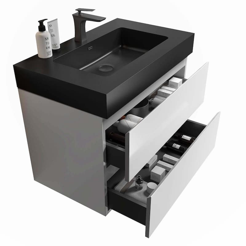 30" White Bathroom Vanity with Sink,Pre-assembled