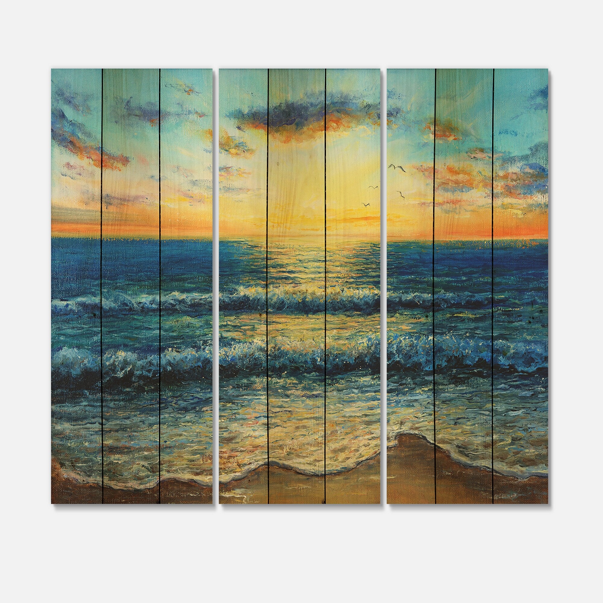 Designart 'Morning Light On The Ocean Waves I' Nautical &-image