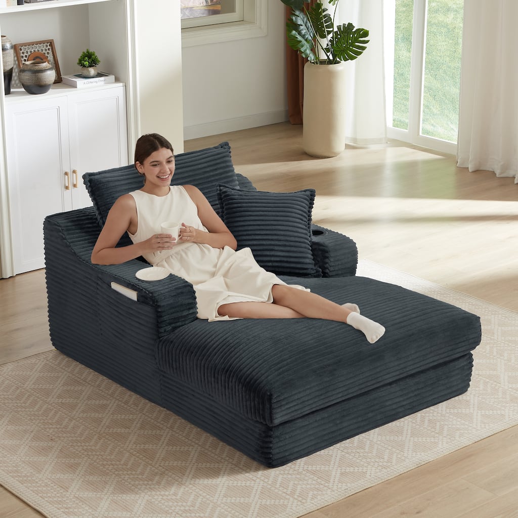 Anmytek Plush Soft 47.24 Inch Modern Compression Lounge Chair with Unique Cushion Design