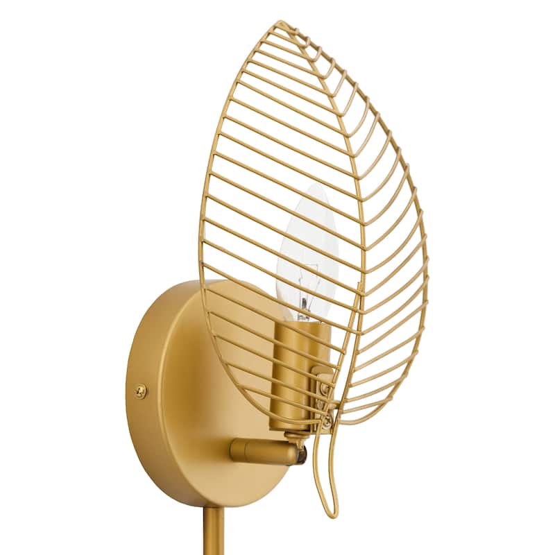 Jaida River of Goods Brushed Gold Metal Leaf Dome Shade Wall Sconce - 6" x 11.25" x 28.75"