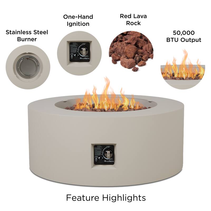 Aegean 36" Round LP Fire Table w/NG Conversion kit by Real Flame