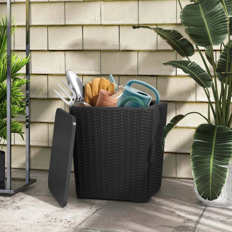 Costway 11.5 Gallon Water-proof Deck Box with Removable Lid Storage - See Details