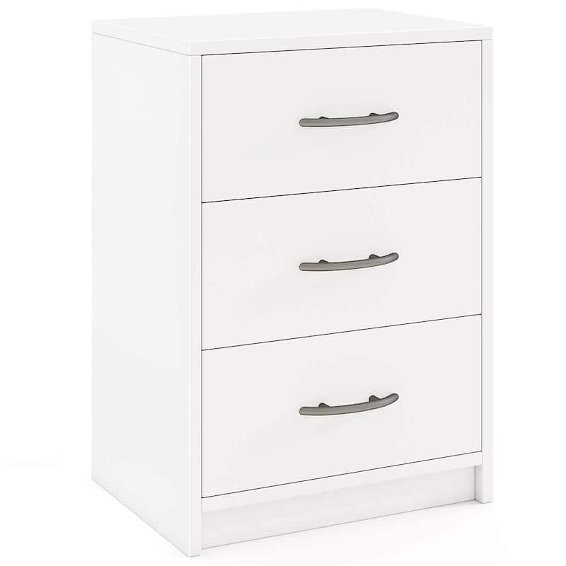 Costway 1/2 PCS 3-Drawer Nightstand Modern Bedside Table with Storage - 3-drawer