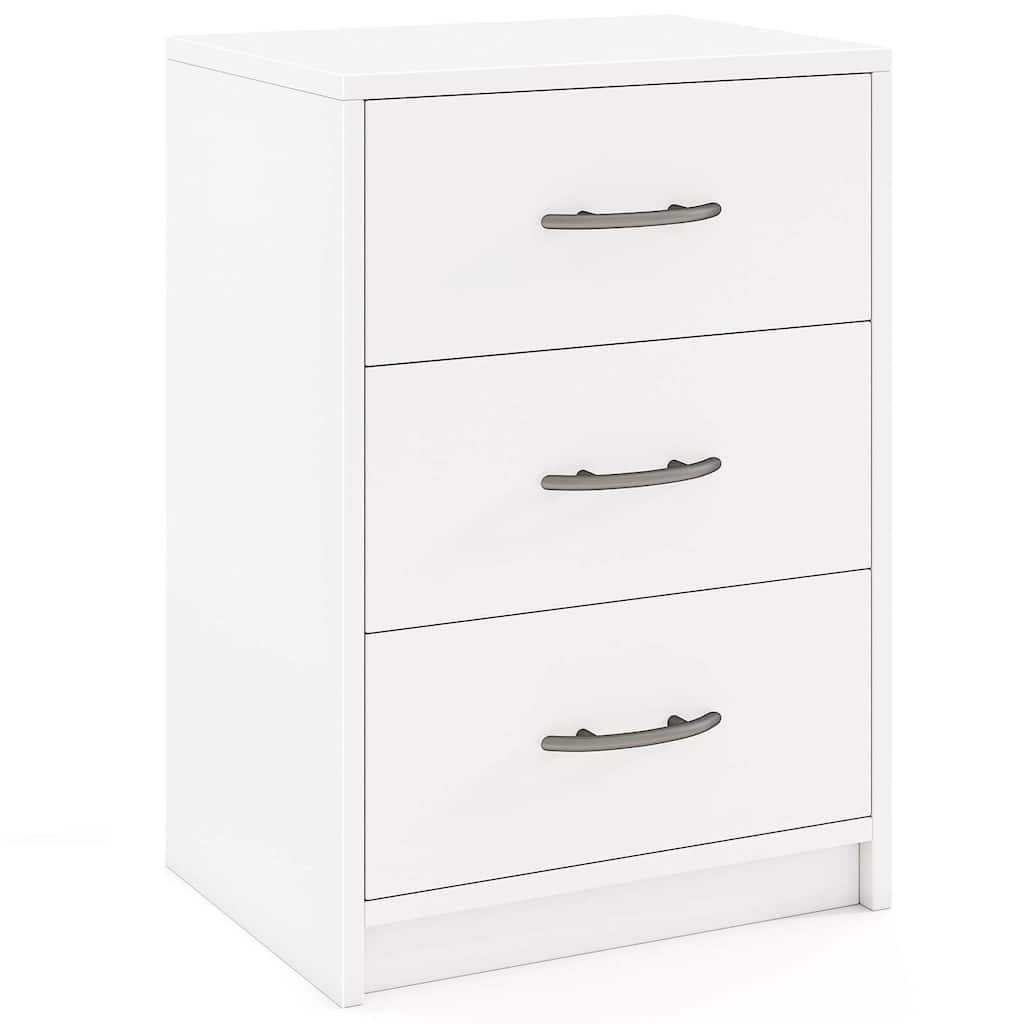Costway 1/2 PCS 3-Drawer Nightstand Modern Bedside Table with Storage