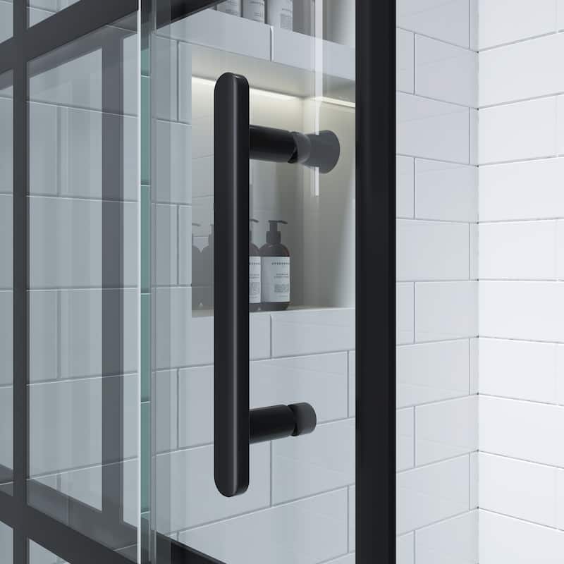 FELYL 36''W x 36''L x 72''H Aluminum Framed Double Sliding Corner Shower Enclosure Door